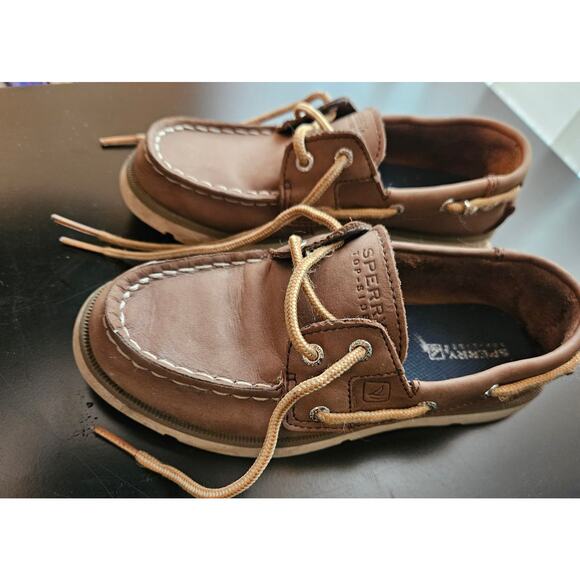 Boys Sperry Top-Sider 'Leeward' Brown Leather Shoes Size 13M - Picture 4 of 9